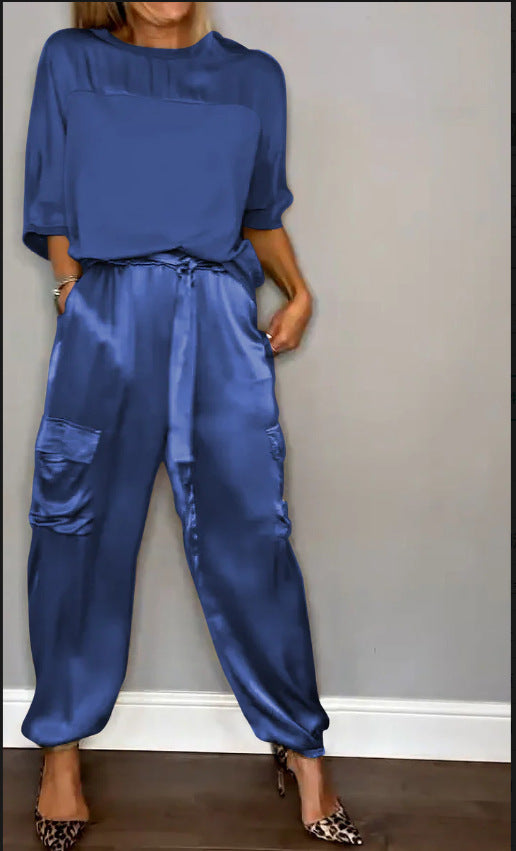 Ensemble Décontracté en Satin Lisse pour Femme