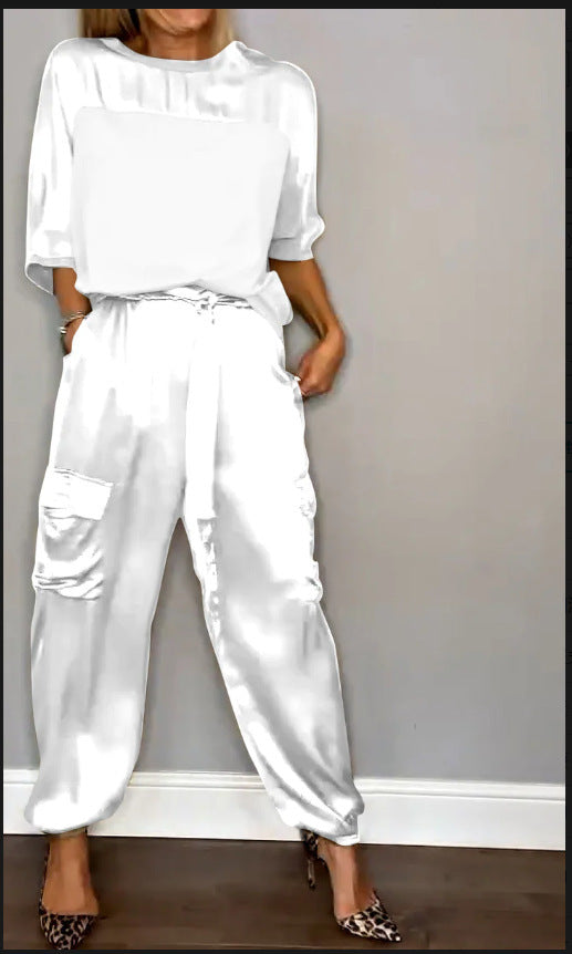 Ensemble Décontracté en Satin Lisse pour Femme