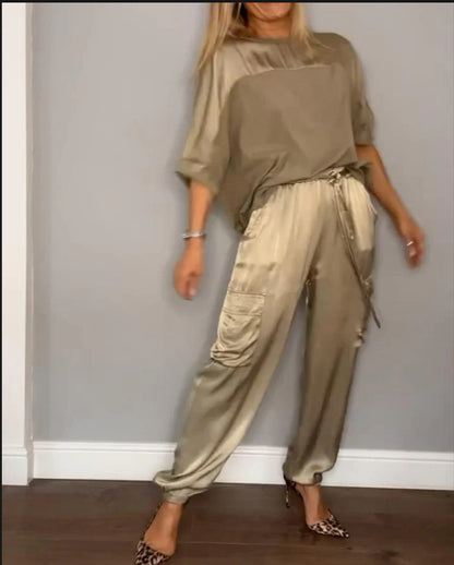Ensemble Décontracté en Satin Lisse pour Femme