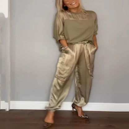 Ensemble Décontracté en Satin Lisse pour Femme