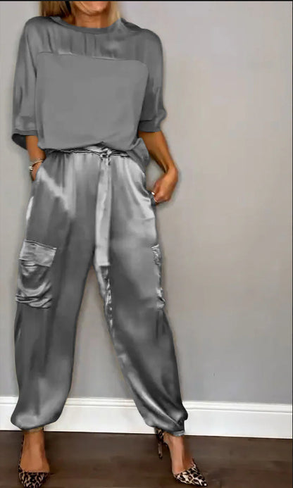 Ensemble Décontracté en Satin Lisse pour Femme