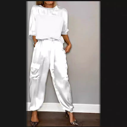 Ensemble Décontracté en Satin Lisse pour Femme