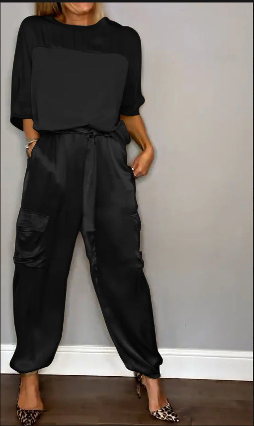 Ensemble Décontracté en Satin Lisse pour Femme