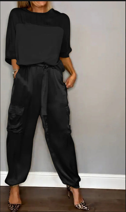 Ensemble Décontracté en Satin Lisse pour Femme