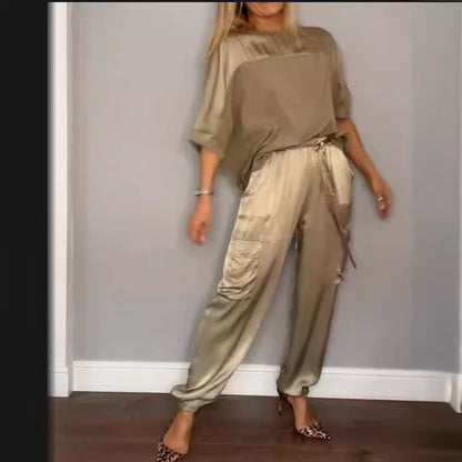 Ensemble Décontracté en Satin Lisse pour Femme