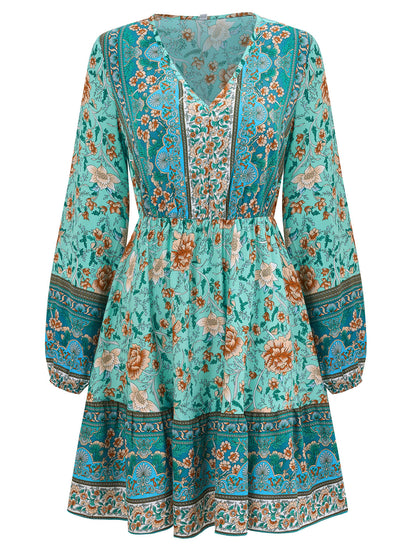 Robe Mi-Longue à Manches Longues et Taille Ajustée