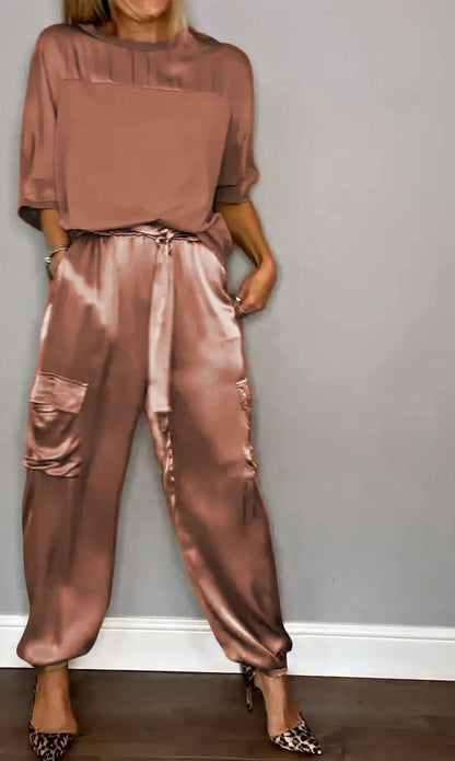 Ensemble Décontracté en Satin Lisse pour Femme